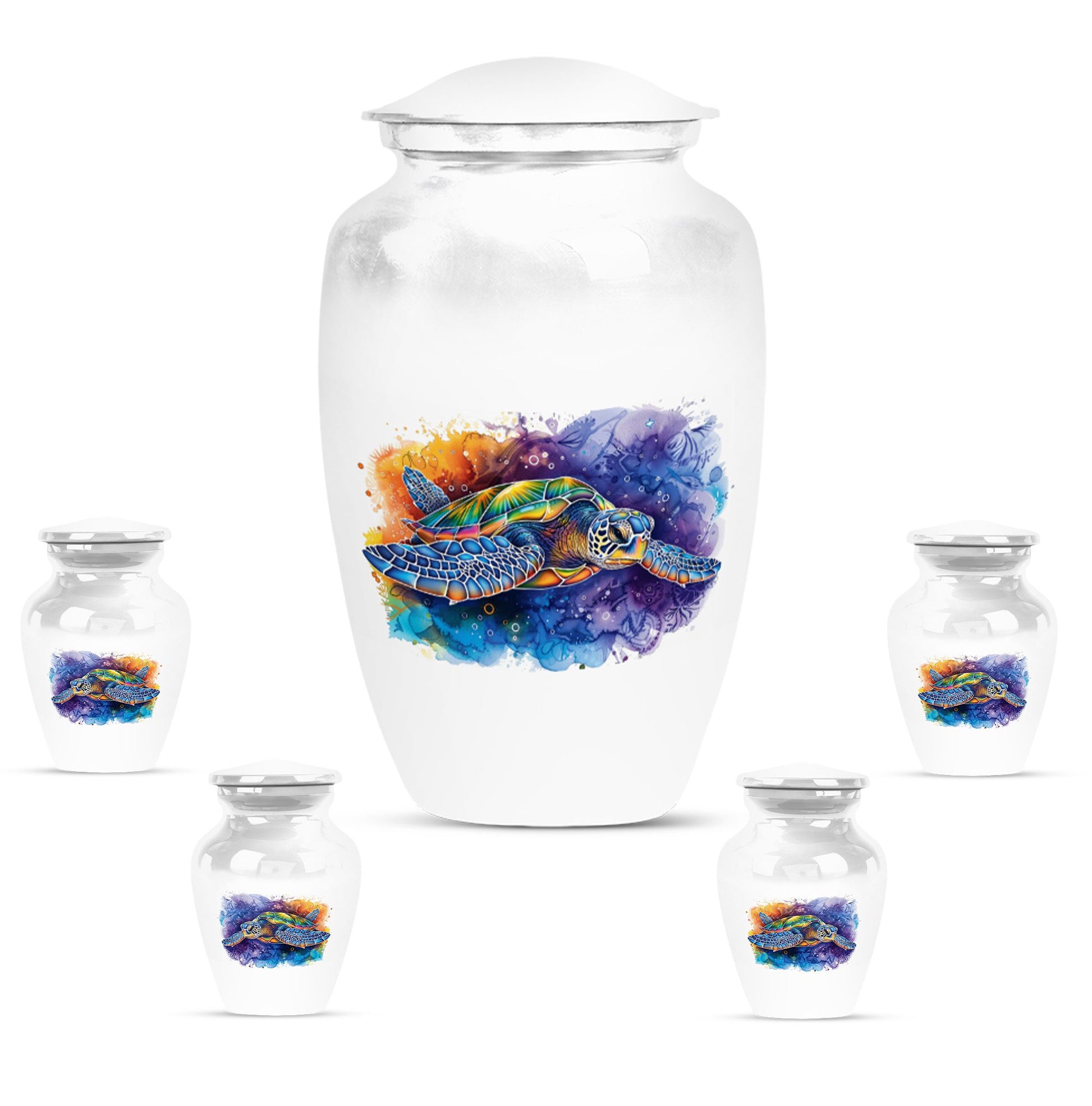 Turtle Theme Large Urn With 4 Keepsake Urn
