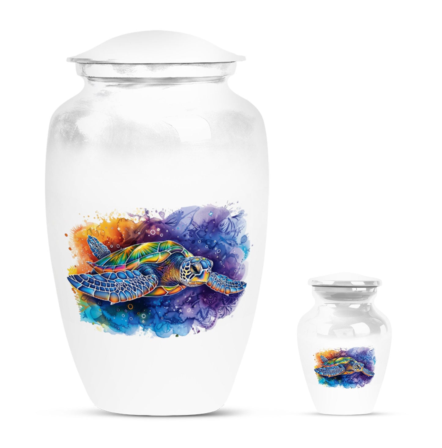 Turtle Theme Large Urn With 1 Keepsake Urn
