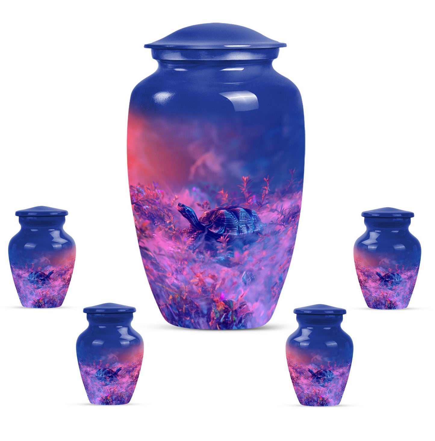 Turtle Theme Large Urn With 4 Keepsake Urn