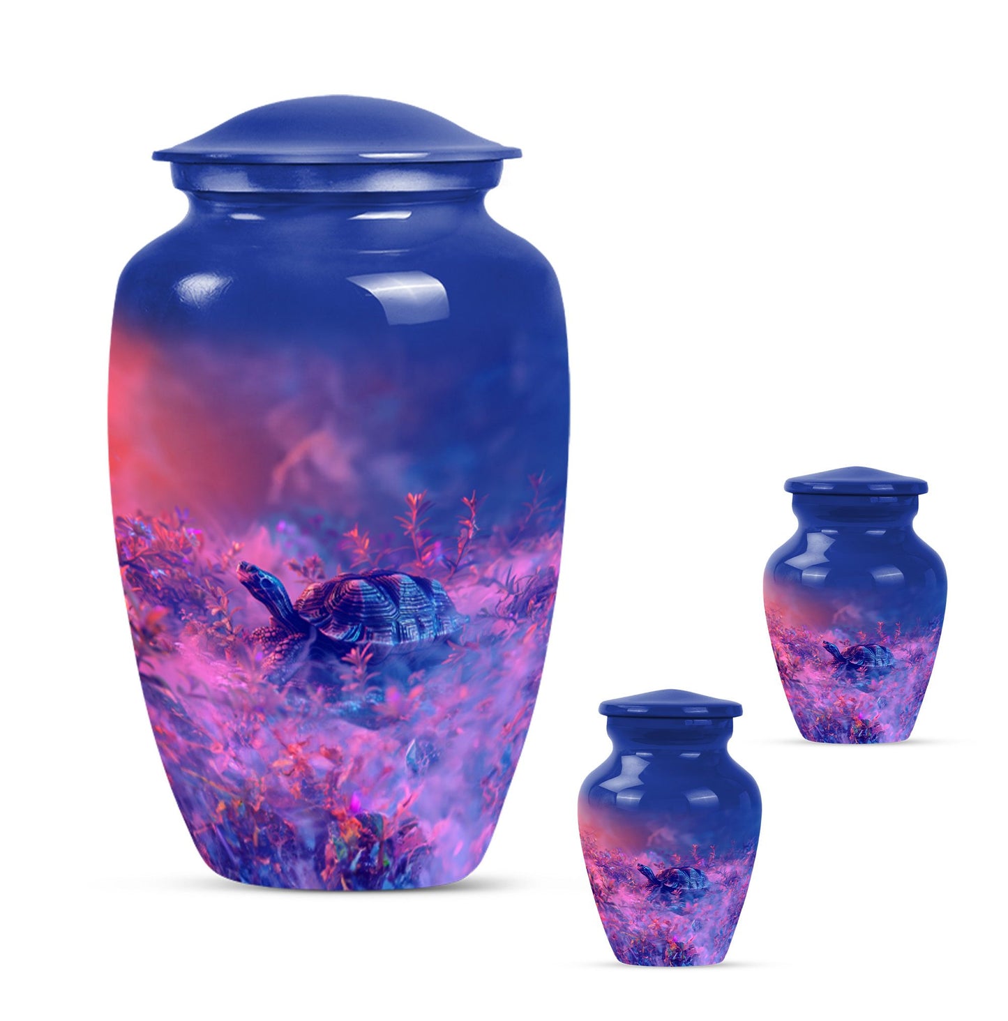 Turtle Theme Large Urn With 2 Keepsake Urn