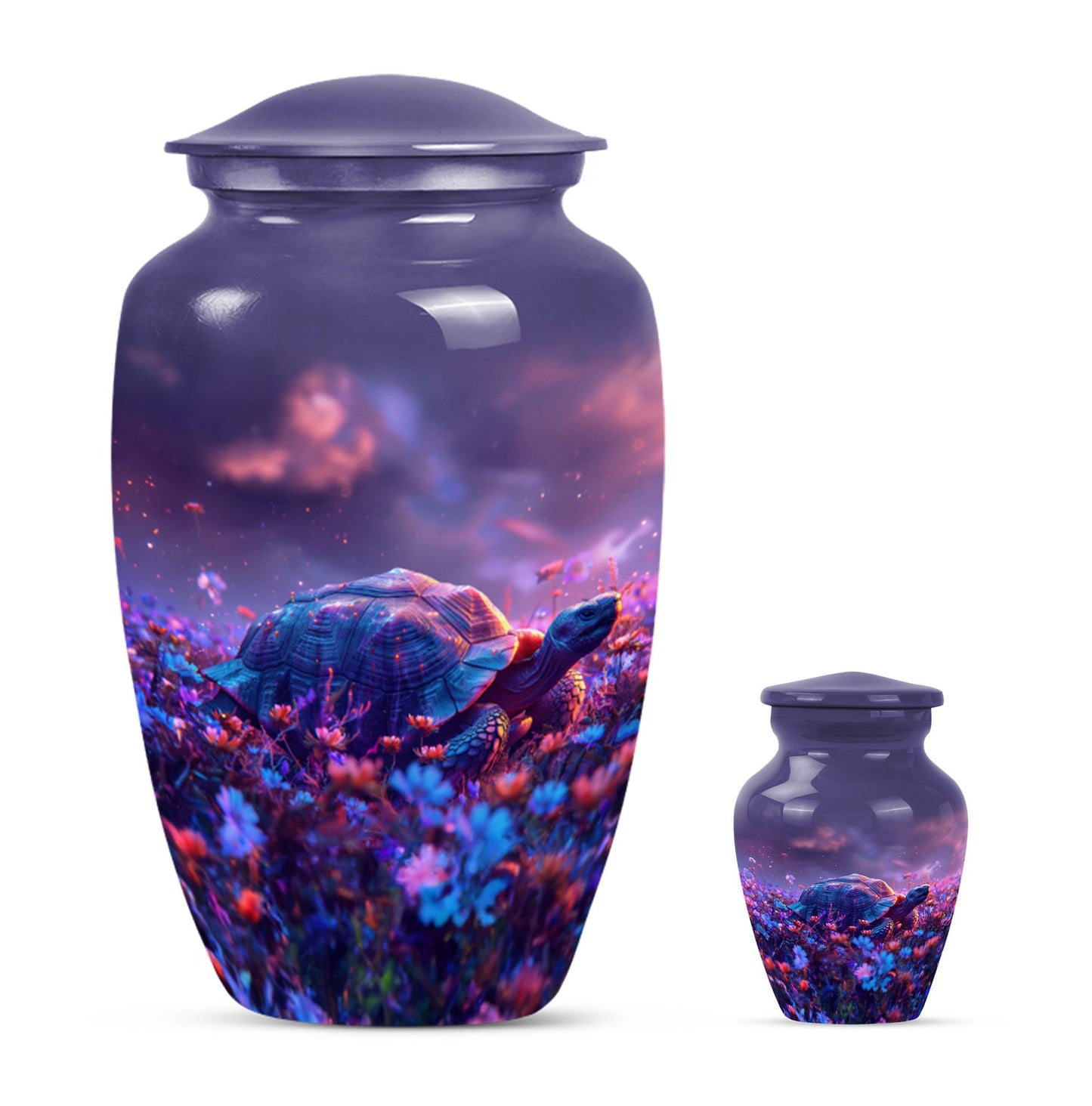 Turtle Theme Large Urn With 1 Keepsake Urn