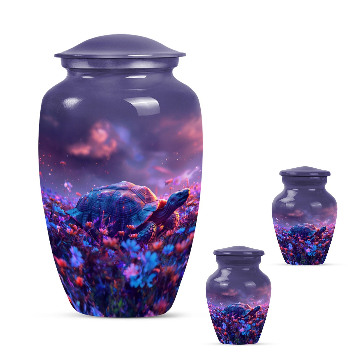 Turtle Theme Large Urn With 2 Keepsake Urn