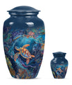 Turtle Theme Large Urn With 1 Keepsake Urn