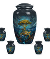 Turtle Theme Large Urn With 4 Keepsake Urn