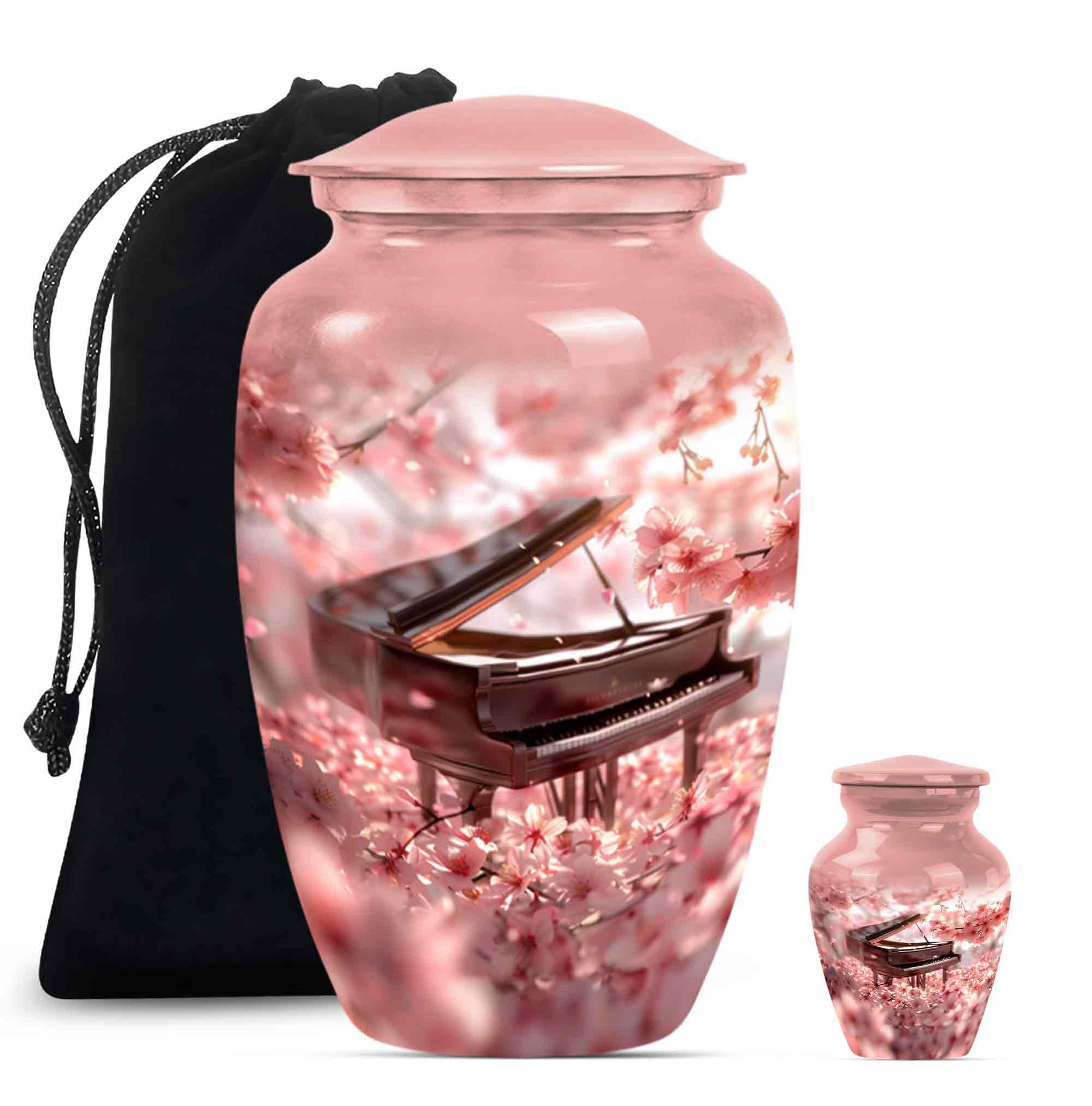 Piano Theme Large Urn With 1 Keepsake Urn
