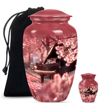 Piano Theme Large Urn With 1 Keepsake Urn