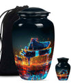 Piano Theme Large Urn With 1 Keepsake Urn
