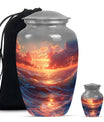 Sunrise Theme Large Urn With 1 Keepsake Urn
