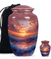 Sunrise Theme Large Urn With 1 Keepsake Urn