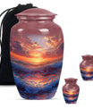 Sunrise Theme Large Urn With 2 Keepsake Urn