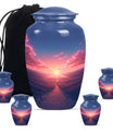 Sunrise Theme Large Urn With 4 Keepsake Urn