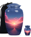 Sunrise Theme Large Urn With 1 Keepsake Urn