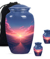 Sunrise Theme Large Urn With 2 Keepsake Urn