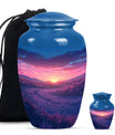 Sunrise Theme Large Urn With 1 Keepsake Urn