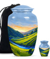 Sunrise Theme Large Urn With 1 Keepsake Urn