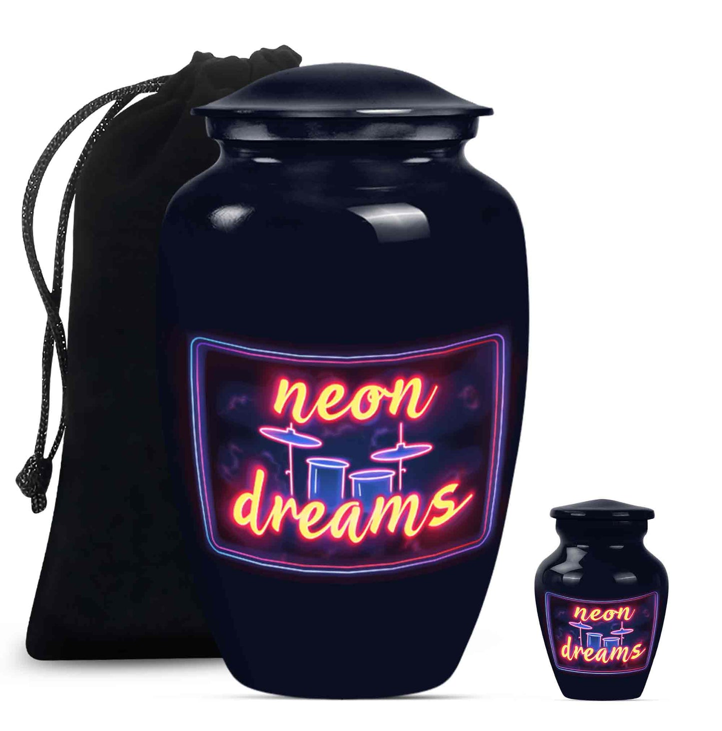 Drums And Music Theme Large Urn With 1 Keepsake Urn