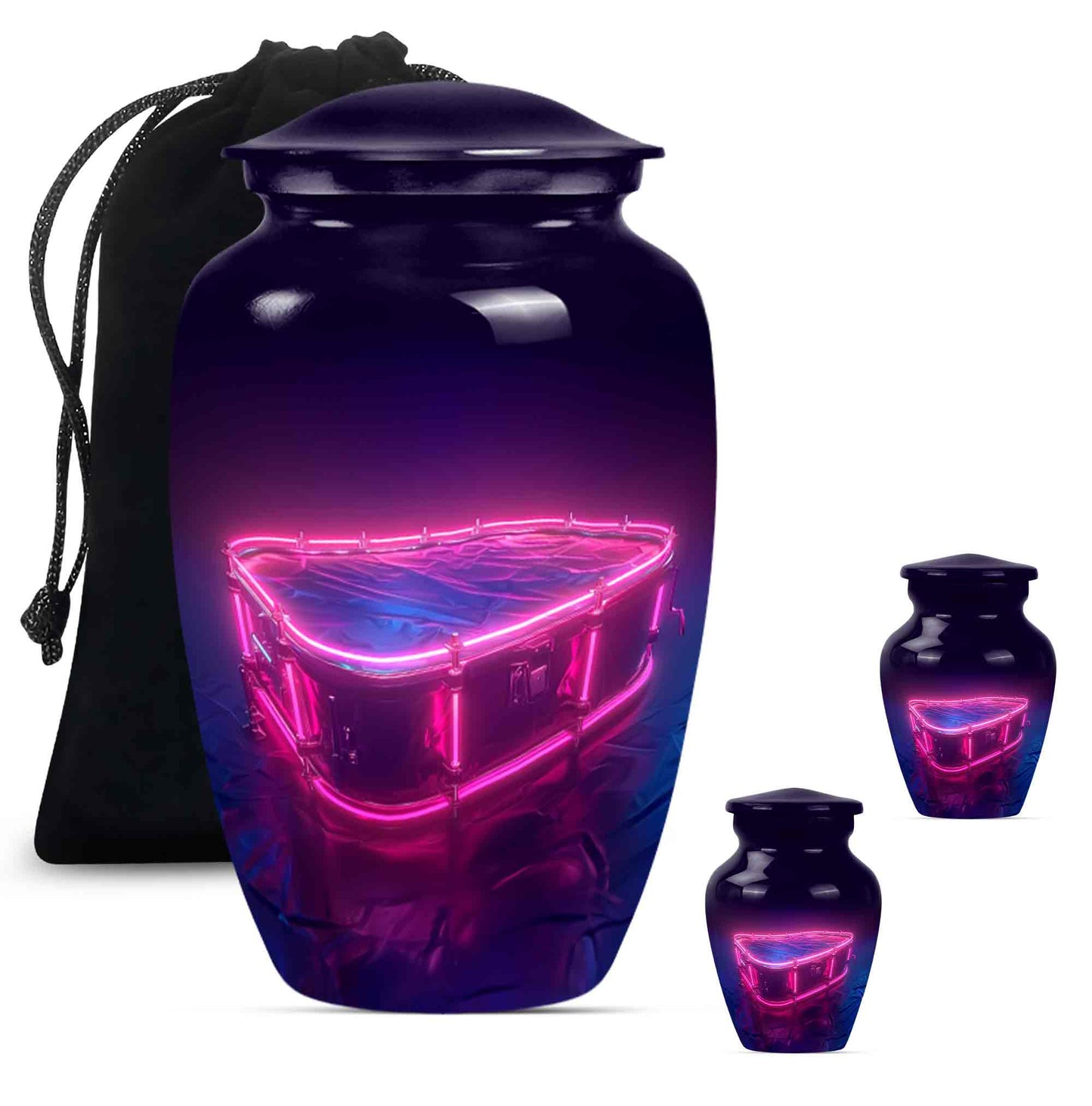 Drums And Music Theme Large Urn With 2 Keepsake Urn