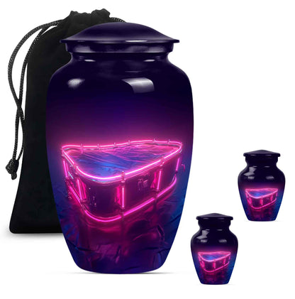 Drums And Music Theme Large Urn With 2 Keepsake Urn