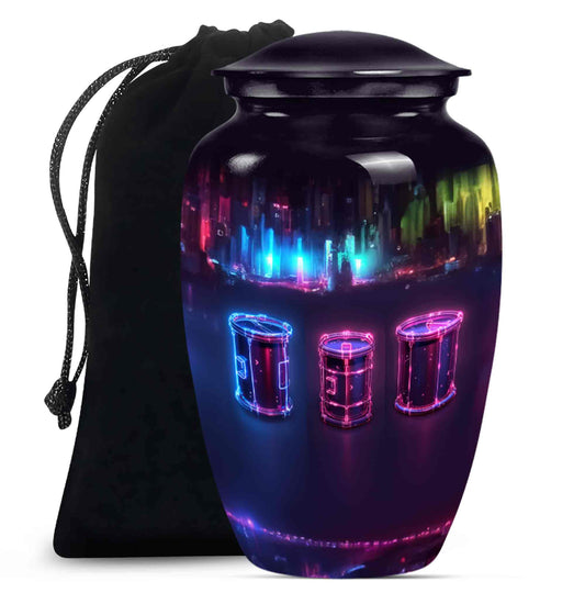 Drums And Music Theme Large Urn 10 Inch