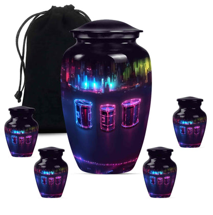 Drums And Music Theme Large Urn With 4 Keepsake Urn