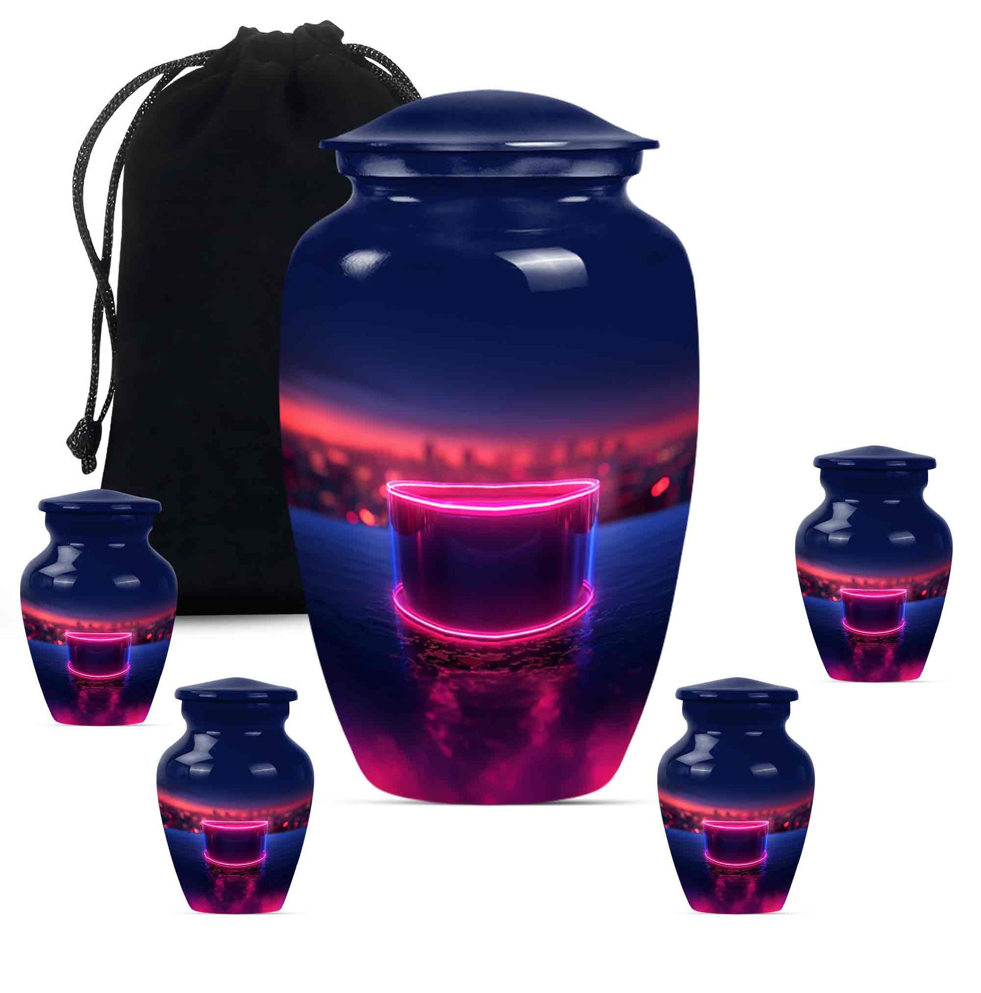 Drums And Music Theme Large Urn With 4 Keepsake Urn