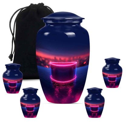 Drums And Music Theme Large Urn With 4 Keepsake Urn
