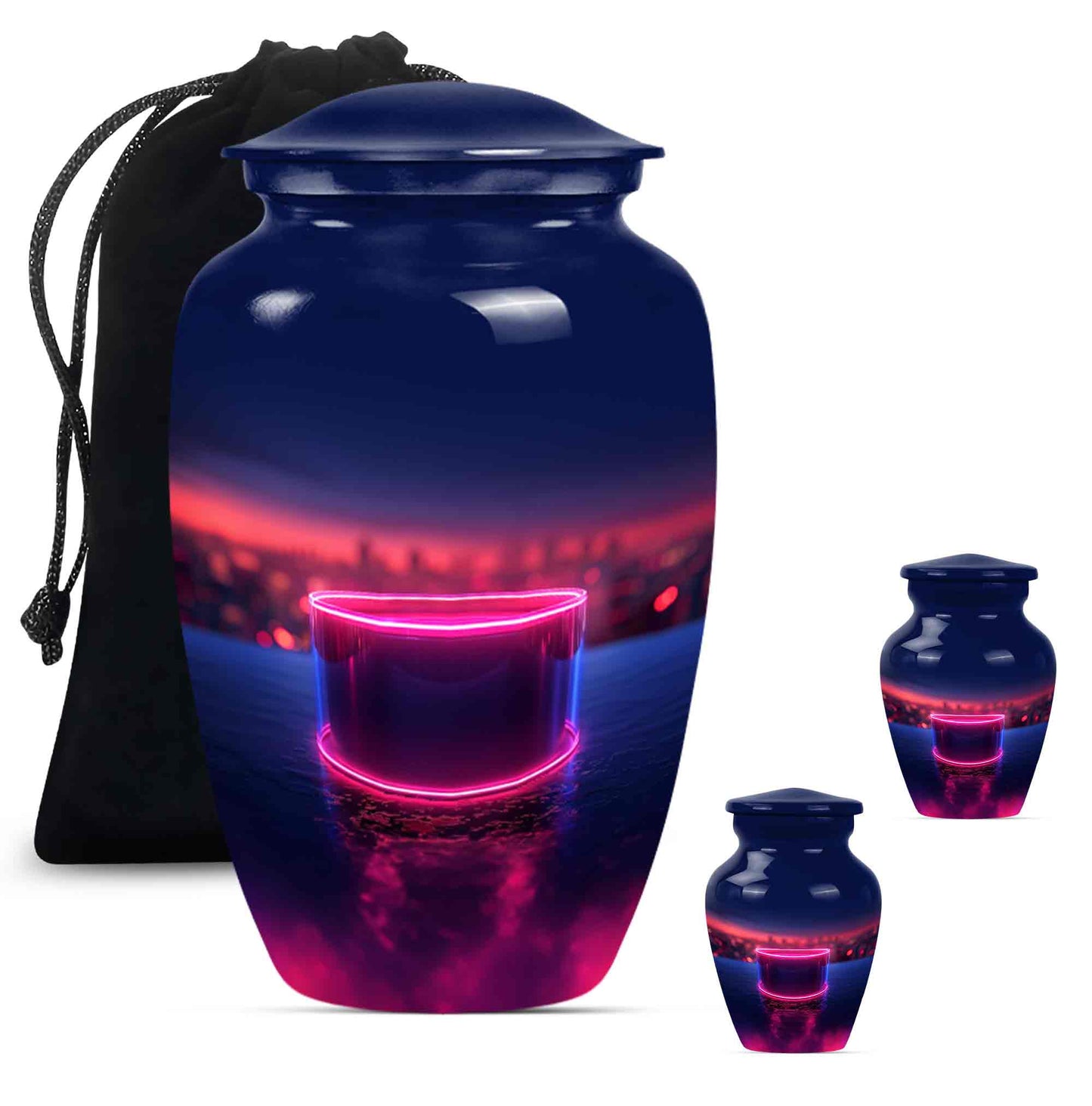 Drums And Music Theme Large Urn With 2 Keepsake Urn