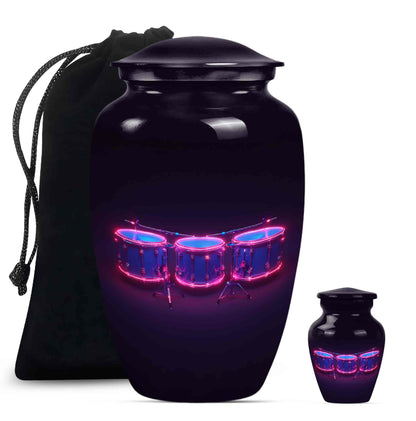 Drums And Music Theme Large Urn With 1 Keepsake Urn