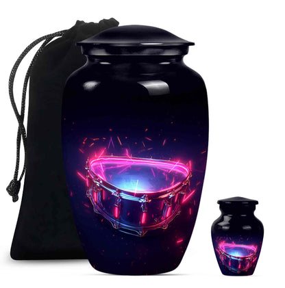 Drums And Music Theme Large Urn With 1 Keepsake Urn