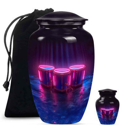 Drums And Music Theme Large Urn With 1 Keepsake Urn