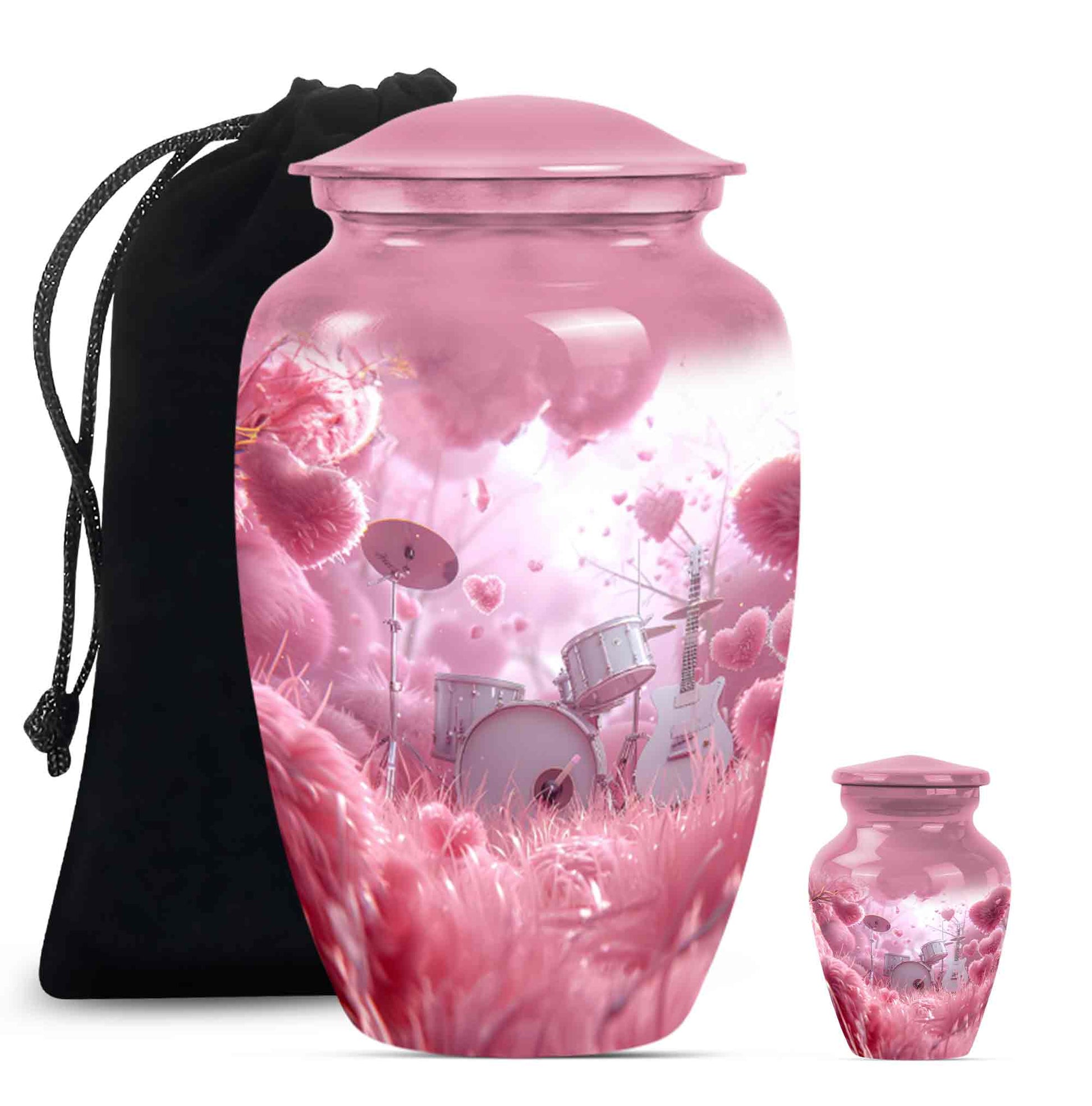 Drums And Music Theme Large Urn With 1 Keepsake Urn