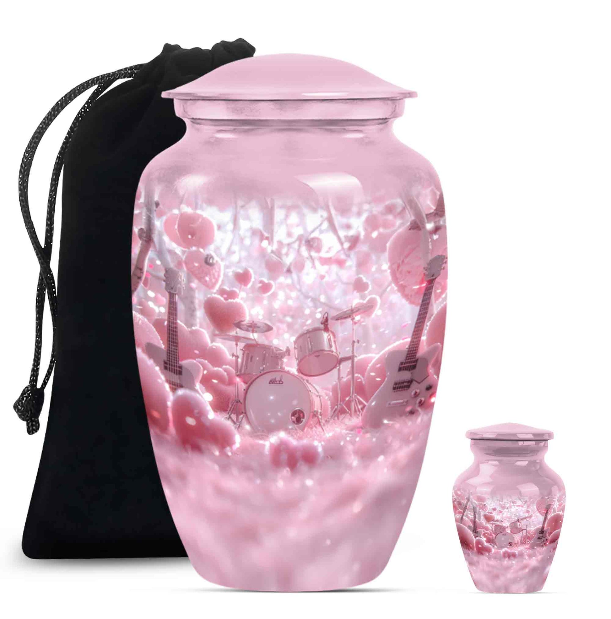 Drums And Music Theme Large Urn With 1 Keepsake Urn