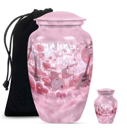 Drums And Music Theme Large Urn With 1 Keepsake Urn