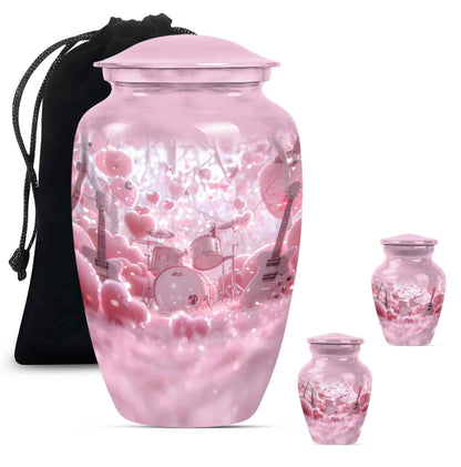 Drums And Music Theme Large Urn With 2 Keepsake Urn