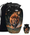 Lion Theme Large Urn With 1 Keepsake Urn