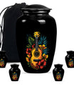 Guitar Theme Large Urn With 4 Keepsake Urn