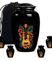 Guitar Theme Large Urn With 4 Keepsake Urn