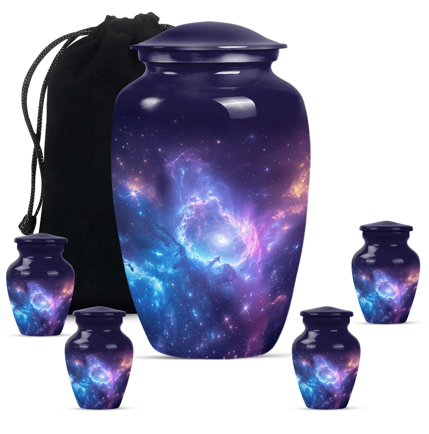 Galaxy Theme Large Urn With 4 Keepsake Urn