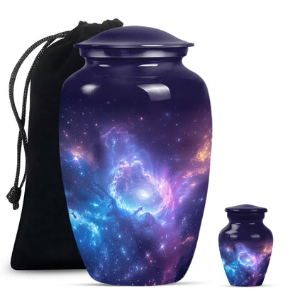 Galaxy Theme Large Urn With 1 Keepsake Urn