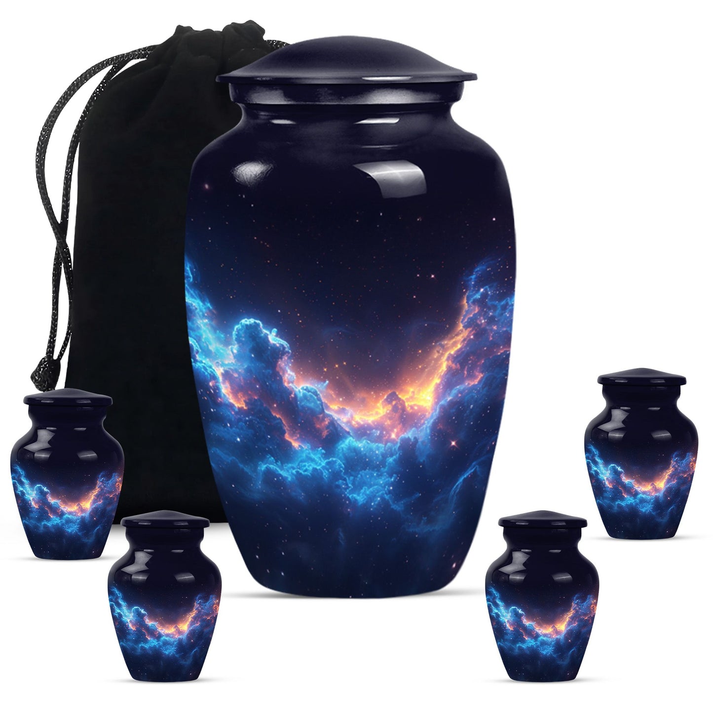Galaxy Theme Large Urn With 4 Keepsake Urn