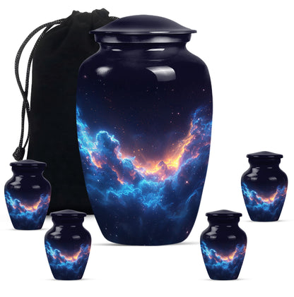 Galaxy Theme Large Urn With 4 Keepsake Urn