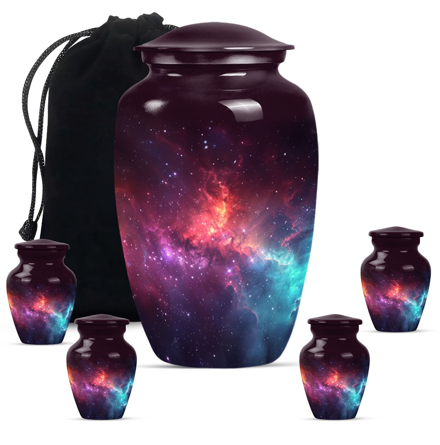 Galaxy Theme Large Urn With 4 Keepsake Urn