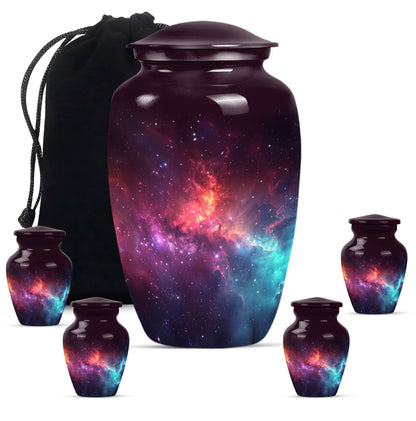 Galaxy Theme Large Urn With 4 Keepsake Urn