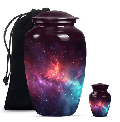 Galaxy Theme Large Urn With 1 Keepsake Urn