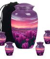 Tulips Theme Large Urn With 4 Keepsake Urn