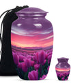 Tulips Theme Large Urn With 1 Keepsake Urn