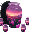 Tulips Theme Large Urn With 4 Keepsake Urn