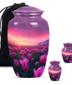 Tulips Theme Large Urn With 2 Keepsake Urn