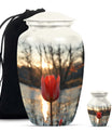 Tulips Theme Large Urn With 1 Keepsake Urn
