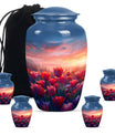 Tulips Theme Large Urn With 4 Keepsake Urn